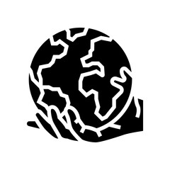 hands holding a globe eco conscious glyph icon vector illustration