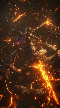 Fototapeta Fiery Action Scene