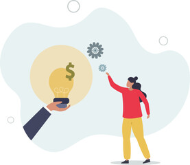 Enlighten money idea, investment and savings with high profit.flat character life .