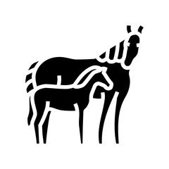 foal mare horse breeding glyph icon vector illustration