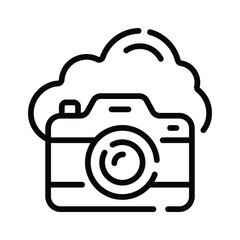 Well designed linear style icon depicting cloud photography