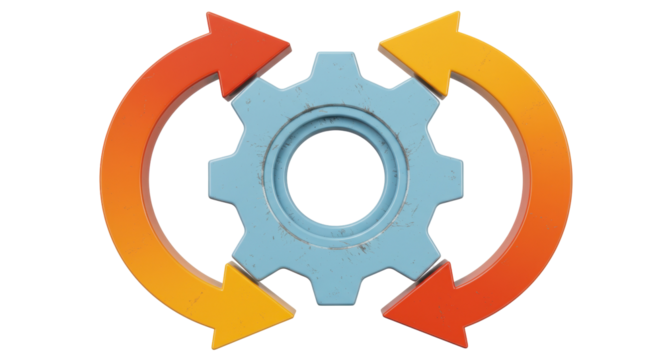 Isolated Cogwheel with Circular Arrows