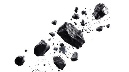 Asteroid Swarm Illustration on White Background for Dynamic Space Concepts