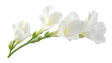 White Freesia Flower in Pure Isolation on Clean White Background - Elegant Floral Stock Image