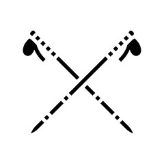 poles nordic walking glyph icon vector illustration