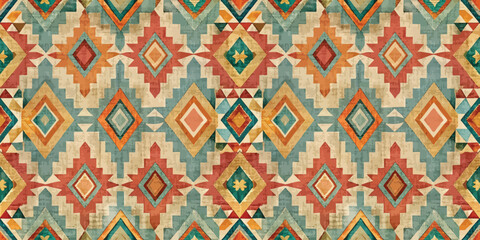 Colorful geometric pattern featuring diamonds in earthy tones.