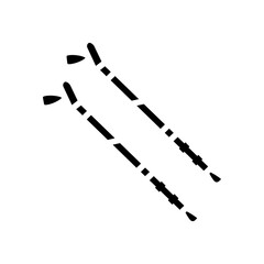 pair nordic walking poles glyph icon vector illustration