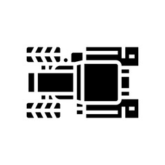 agriculture tractor top glyph icon vector illustration