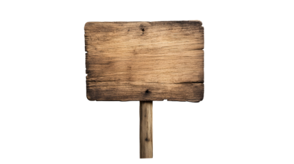 Blank Sign on Wooden Stick for Custom Messaging � Isolated on White Background