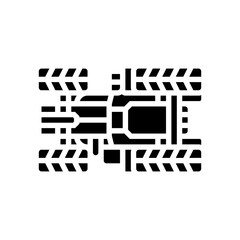 cultivation tractor below glyph icon vector illustration