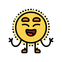 arms legs cute sun character color icon vector illustration