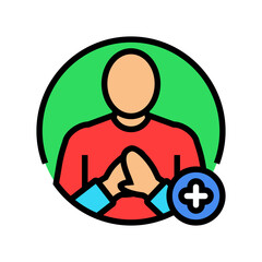cpr chest compressions color icon vector illustration