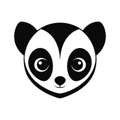 Black and white slow loris head with big eyes.eps