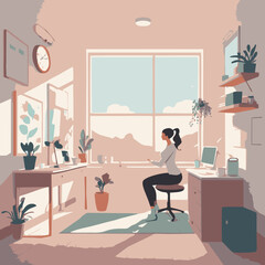 Fototapeta premium Morning Productivity Routine - Flat Vector Illustration