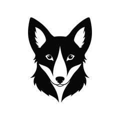 Black and white dhole head with wild canine features.