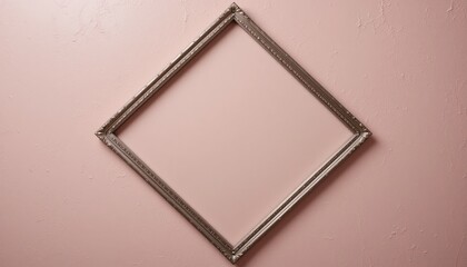 Fototapeta premium Artistic display of empty picture frame on soft pink wall interior design concept minimalist environment focus on aesthetic appeal