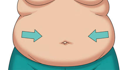 Isolated Overweight Belly with Arrows