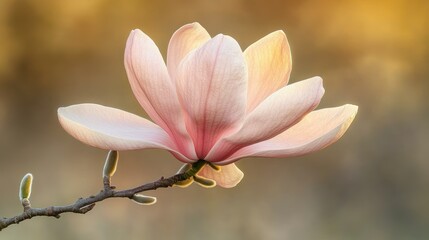 Fototapeta premium Delicate magnolia blossom in soft sunlight