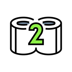 two pack toilet paper color icon vector illustration