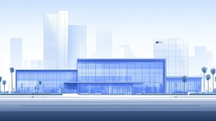 Modern Glass Building Architectural Design in Cityscape