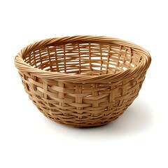 Artisan Basket: A meticulously crafted, empty woven basket displays its intricate design, showcasing the art of traditional craftsmanship in neutral lighting.