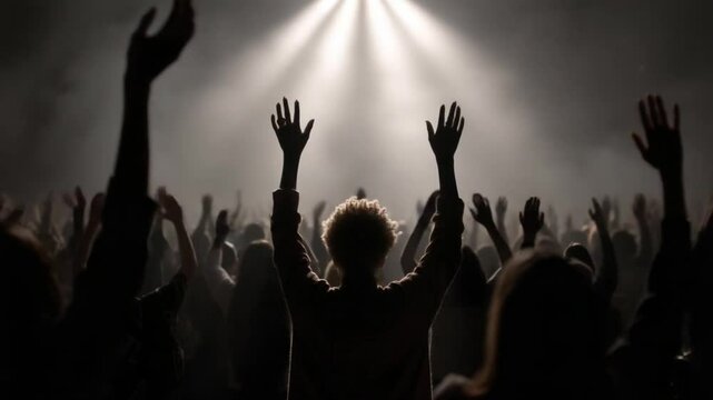 Worshippers Raise Hands in Praise During Spiritual Gathering Generative AI