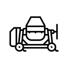 concrete mixer machine cement line icon vector illustration