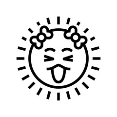 bowtie cute sun character line icon vector illustration