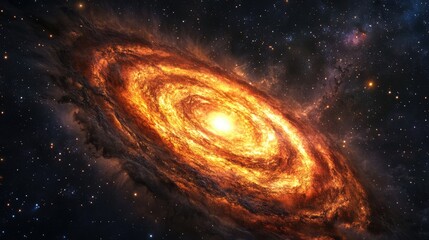 A dark black hole surrounded by a fiery, glowing accretion disk in space.