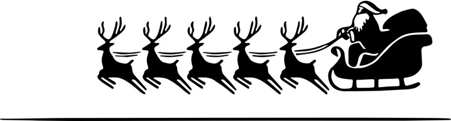 Illustration of Santa Claus is riding reindeer carriage