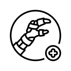 splinting limb first aid line icon vector illustration