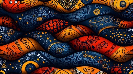 brightly colored painted wooden dolls are arranged in a pattern