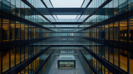 Modern Glass-Faced Building Interior Perspective