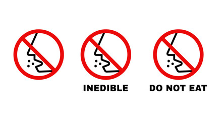 Inedible icon. Do not eat icon. Not edible sign. Not for consumption symbol.