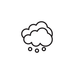 A simple line drawing features two fluffy clouds stacked vertically, with three small circles falling beneath them. Represents hail or sleet.