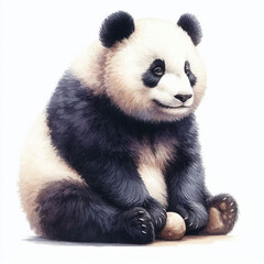 Obraz premium Watercolor fullbody illustration of giant panda, isolated on white background, hand-painted animal art