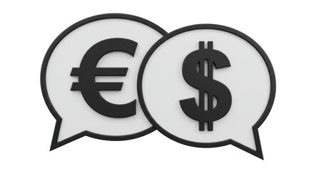 Isolated Euro and Dollar Speech Bubbles