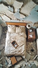 Devastated Master Bedroom After Ceiling Collapse - Insurance Claim Concept