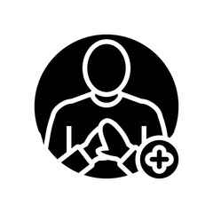 cpr chest compressions glyph icon vector illustration
