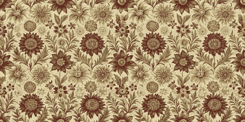 Elegant vintage floral pattern with warm tones and intricate details.