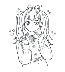Hand drawn anime coloring page