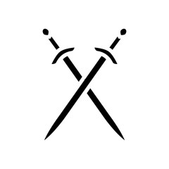 crossed swords heraldic glyph icon vector illustration