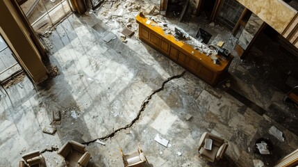 Abandoned Apartment Lobby in Disarray - Urban Decay and Destruction Concept
