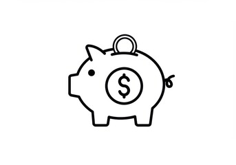 Obraz premium Outline of a piggy bank with dollar symbol and coin on top
