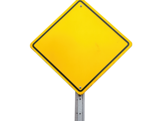 Blank yellow diamond road sign template for traffic warning and construction area