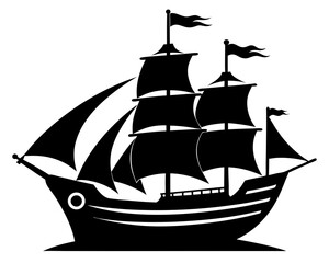 Pirate Ship Silhouette Vector Design, Pirate Ship SVG, Pirate Ship Icon