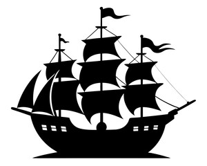 Pirate Ship Silhouette Vector Design, Pirate Ship SVG, Pirate Ship Icon