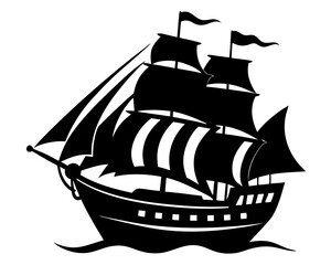 Pirate Ship Silhouette Vector Design, Pirate Ship SVG, Pirate Ship Icon