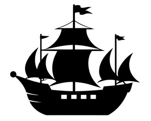 Pirate Ship Silhouette Vector Design, Pirate Ship SVG, Pirate Ship Icon