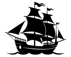 Pirate Ship Silhouette Vector Design, Pirate Ship SVG, Pirate Ship Icon
